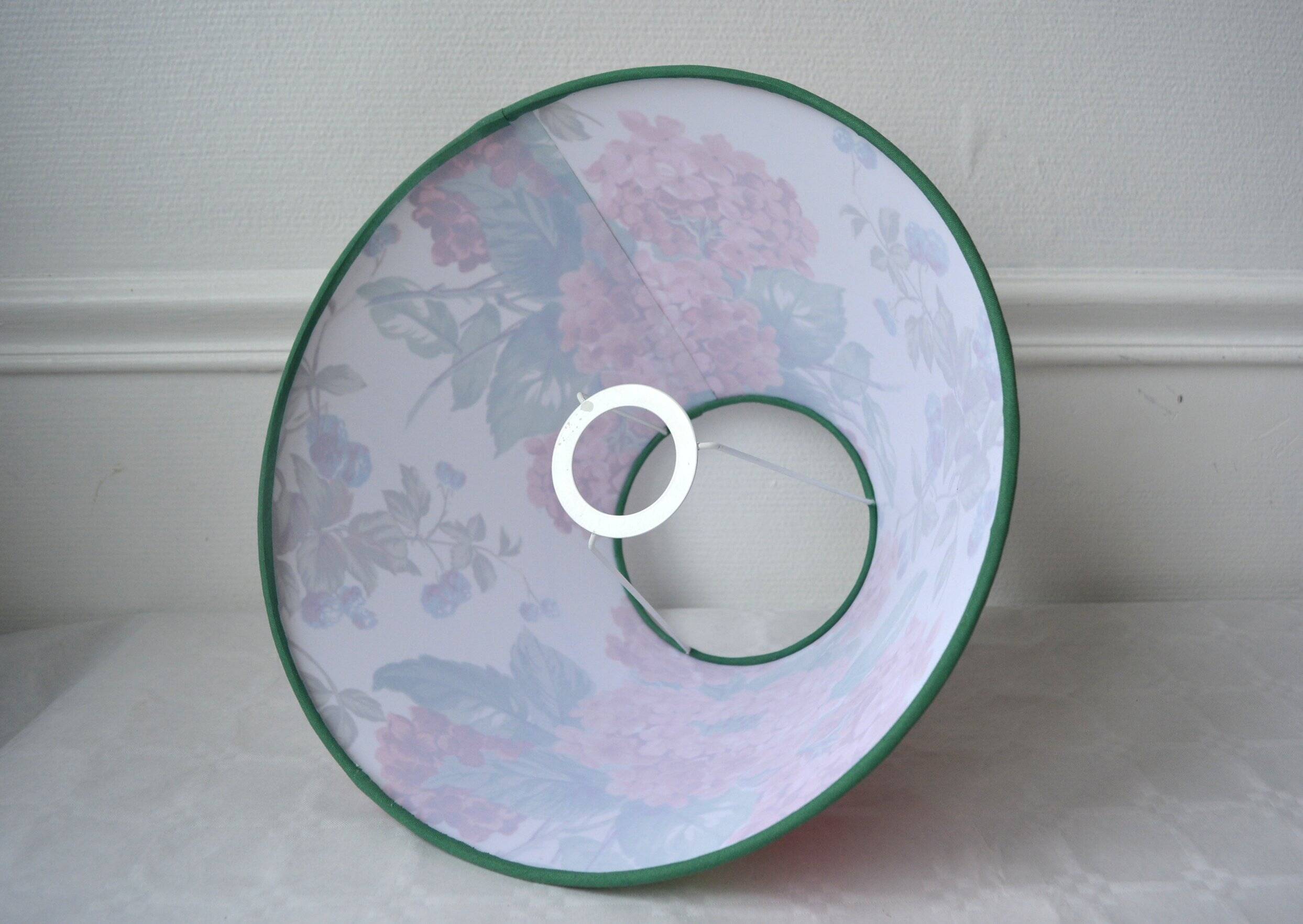Abat-jour tissu vintage anglais Hortensias