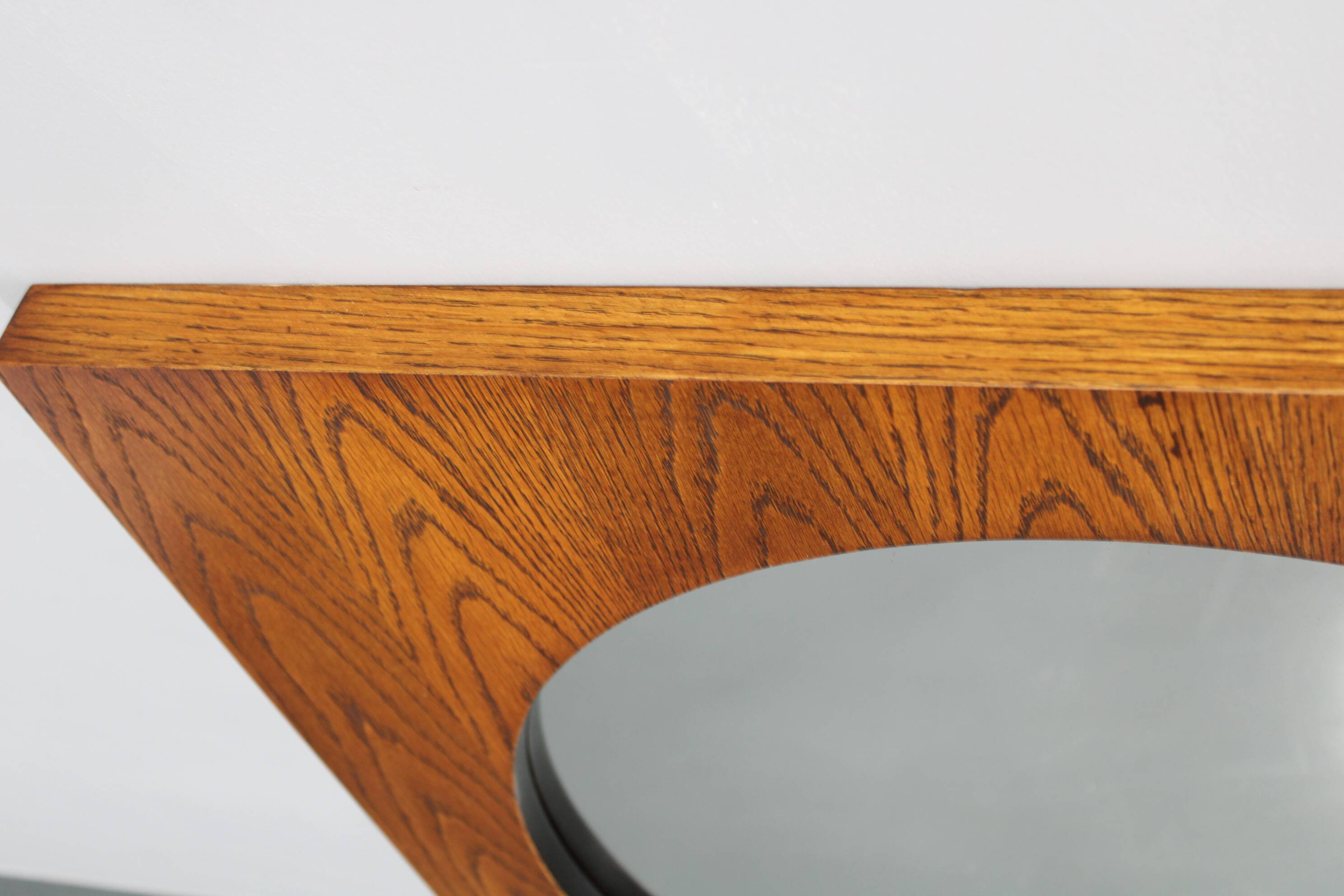 1970s Pair of Oak Large Square Mirrors, Czechoslovakia