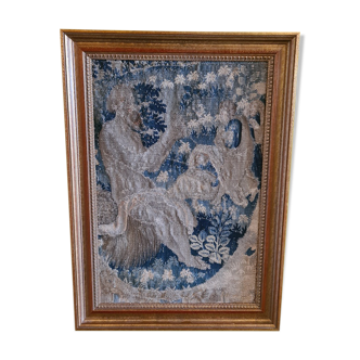 Tapestry, antique gobelin fragment man with dragons, XVIIIth century