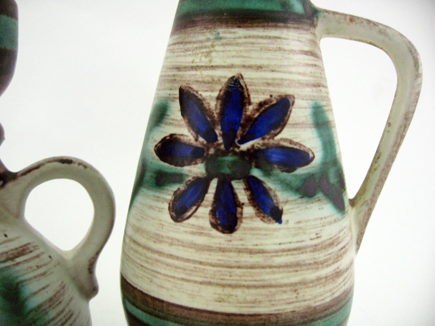 2 small ceramic vases, hand painted floral motifs, ESR Sawa foreign - West Germany 60