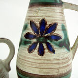 2 small ceramic vases, hand painted floral motifs, ESR Sawa foreign - West Germany 60