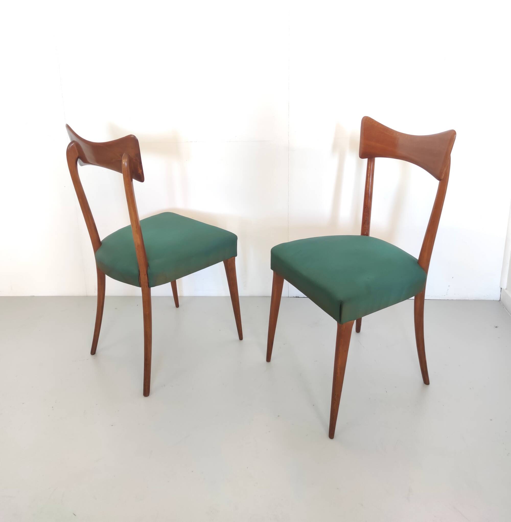 Pair of Green Side Chairs attributed to Ico Parisi for Ariberto Colombo