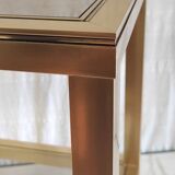 Side table in gilded metal and smoked glass - mid. 20th century