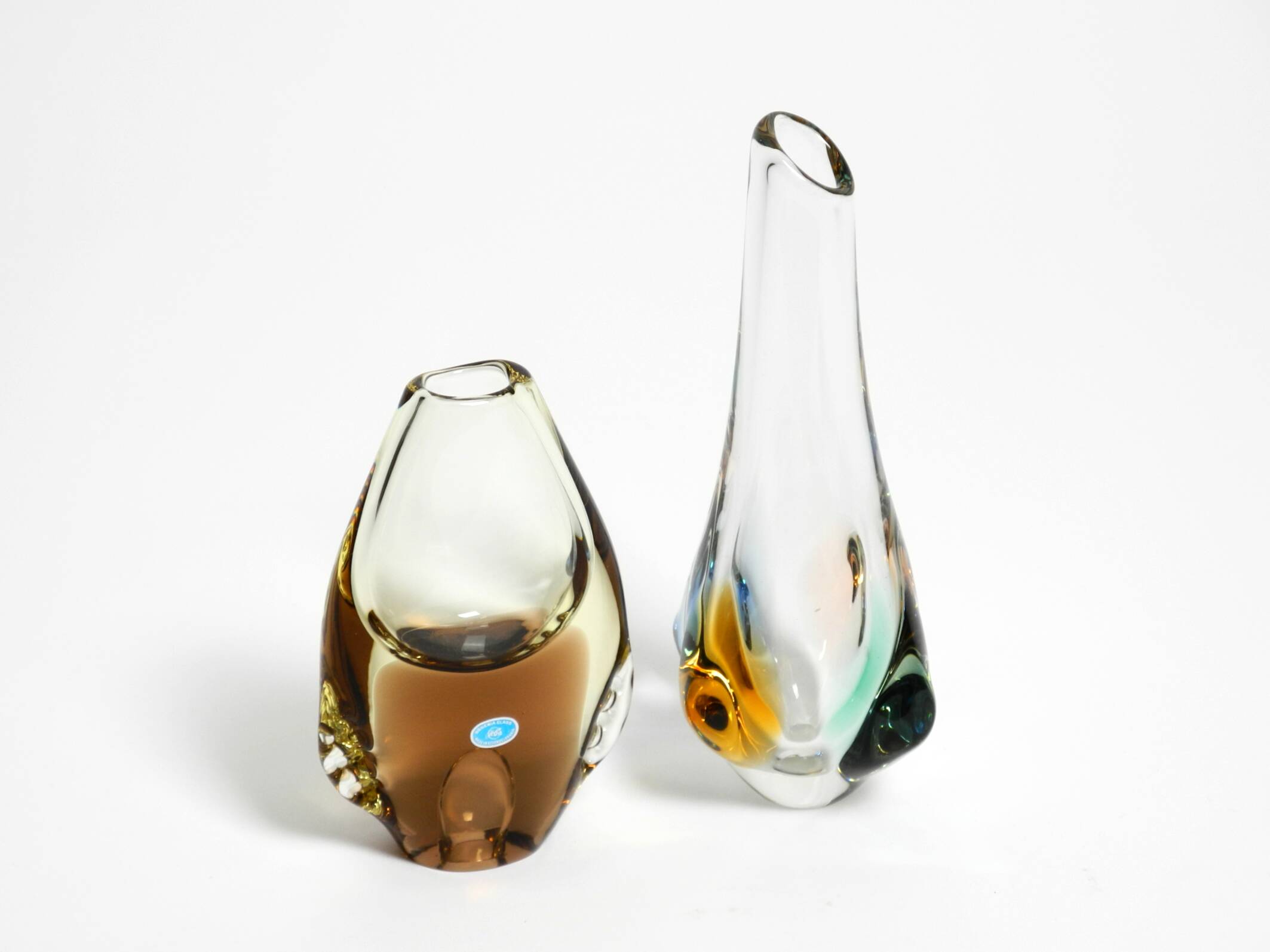 Deux vases en cristal des années 1960 par Miroslav Klinger pour Bohemia Glass.