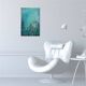 Contemporary paintig in teal, purple and green shades, acrylic on canvas