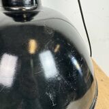 East German Black Enamel Factory Light by Lbd Veb Leuchtenbau Dresden, 1950