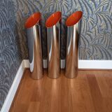 Vintage cylindrical chrome vase from the 1970s.