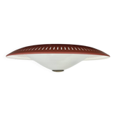 Modernist Stilnovo Style Metal glass Ceiling Flushmount Light, Italy 1950s
