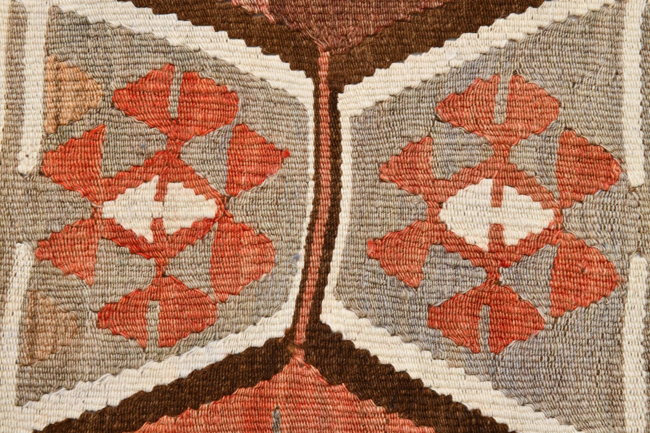 5x10 Pale Red & Brown Geometric Persian Kilim Rug, 170x310Cm