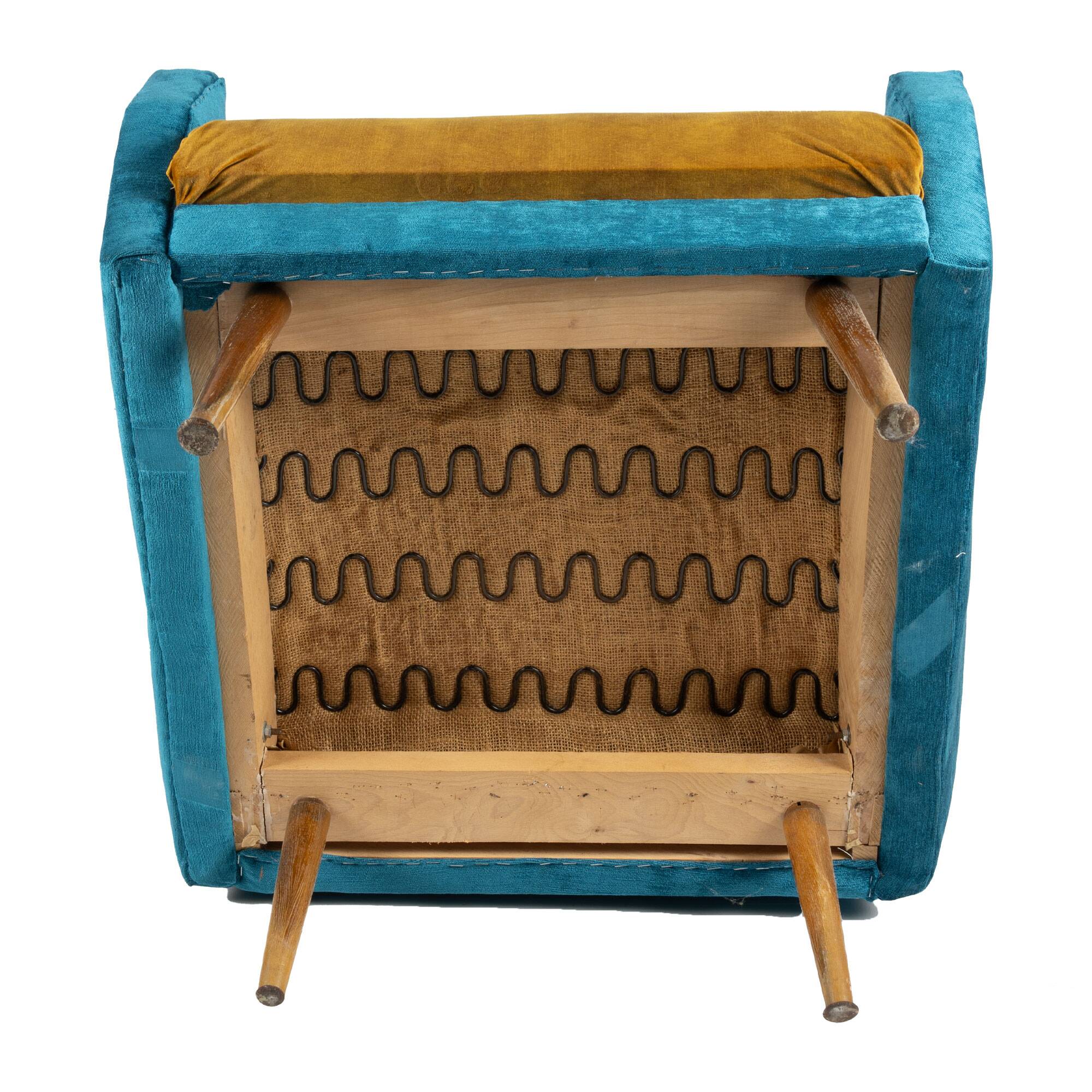 Petrol Golden Danish Retro Easy Chair Club Chair 60s Mid-Century