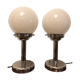 Pair of chrome lamps and opaline art deco