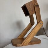 Lampe cocotte articulée en bois de pin 1970