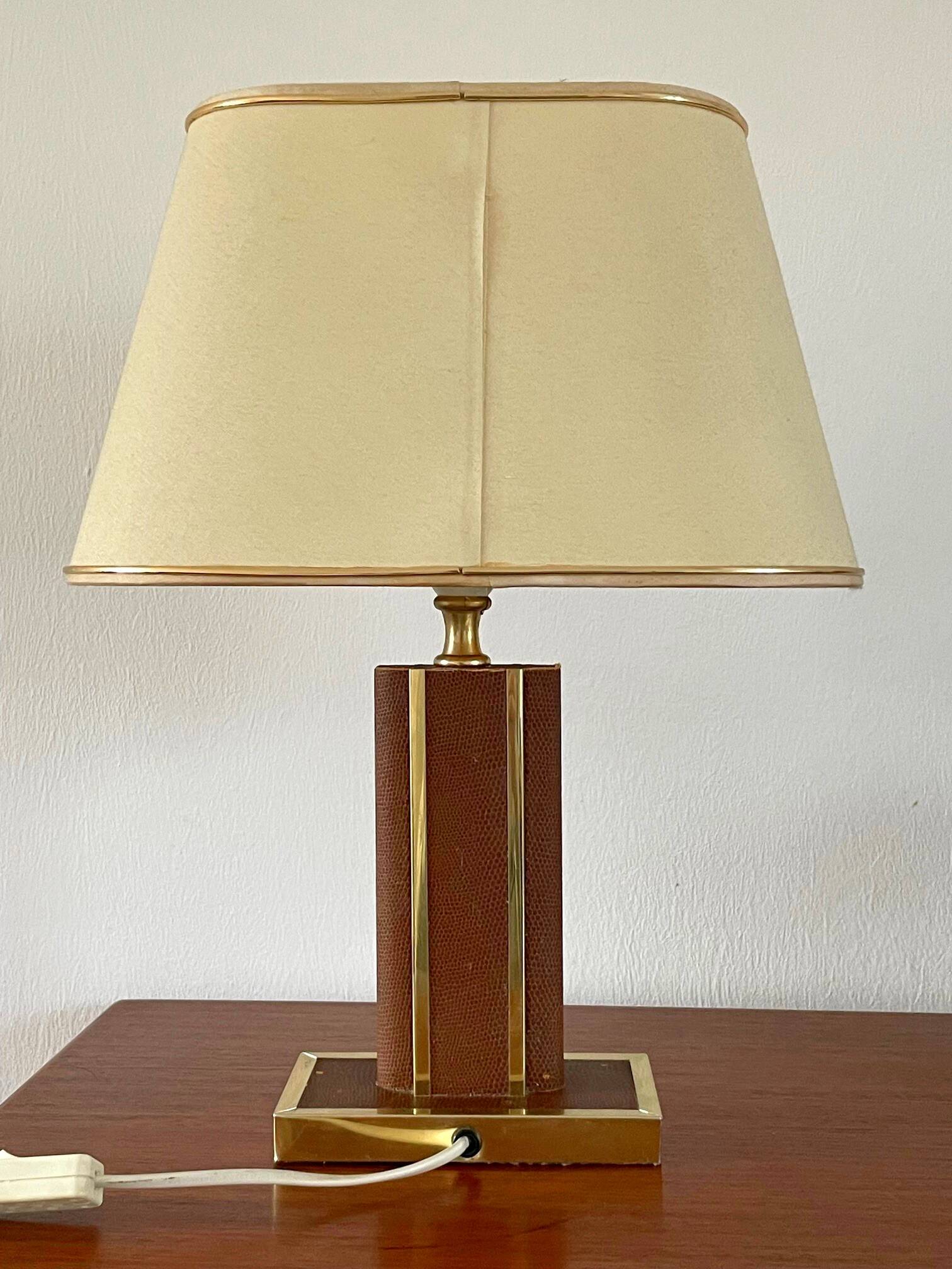 Vintage leather lamp by Robert Schuytener from the 1970s.