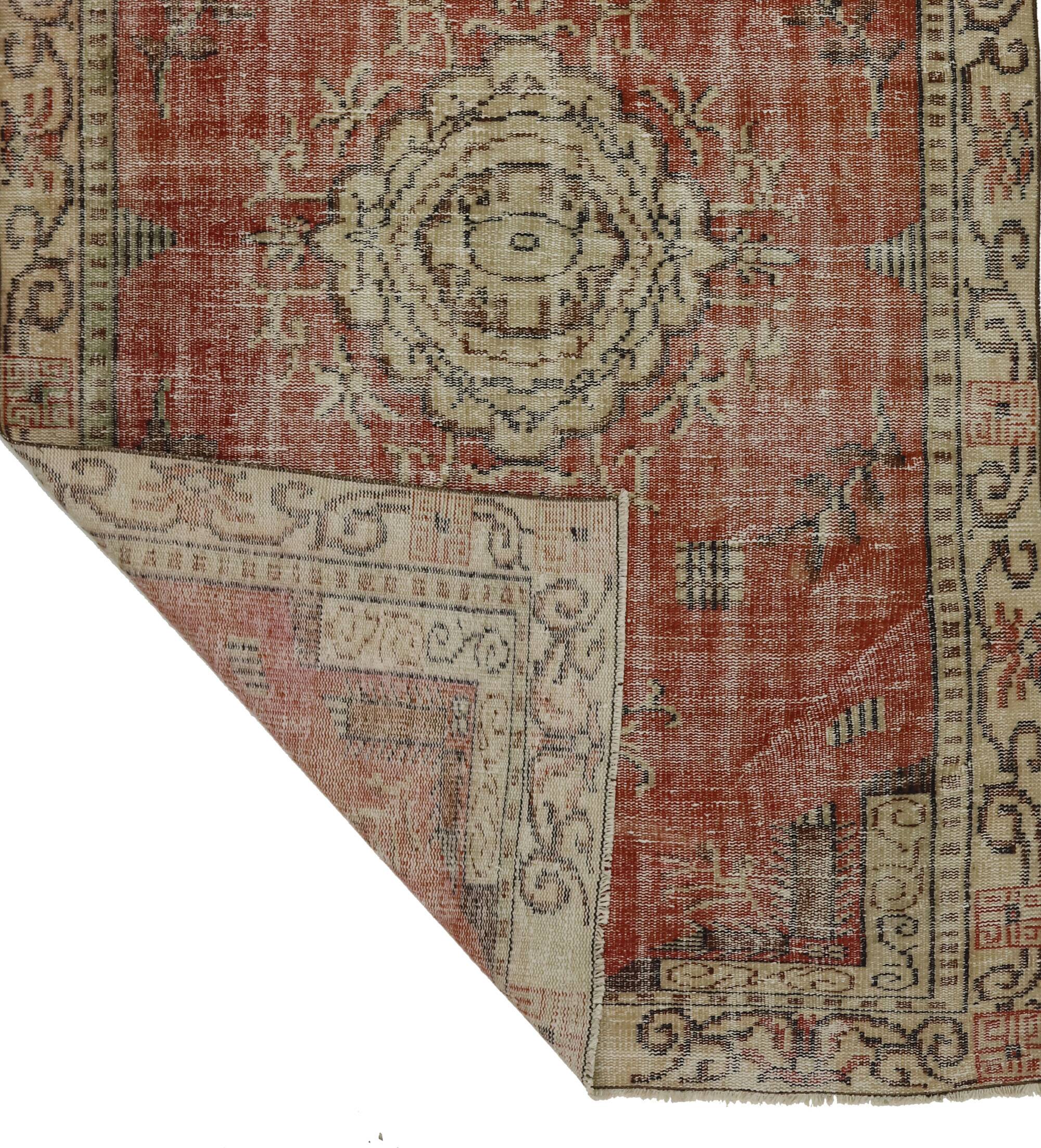 One-of-a-kind turkish handwoven vintage rug - rustic vintage charm 260x 158