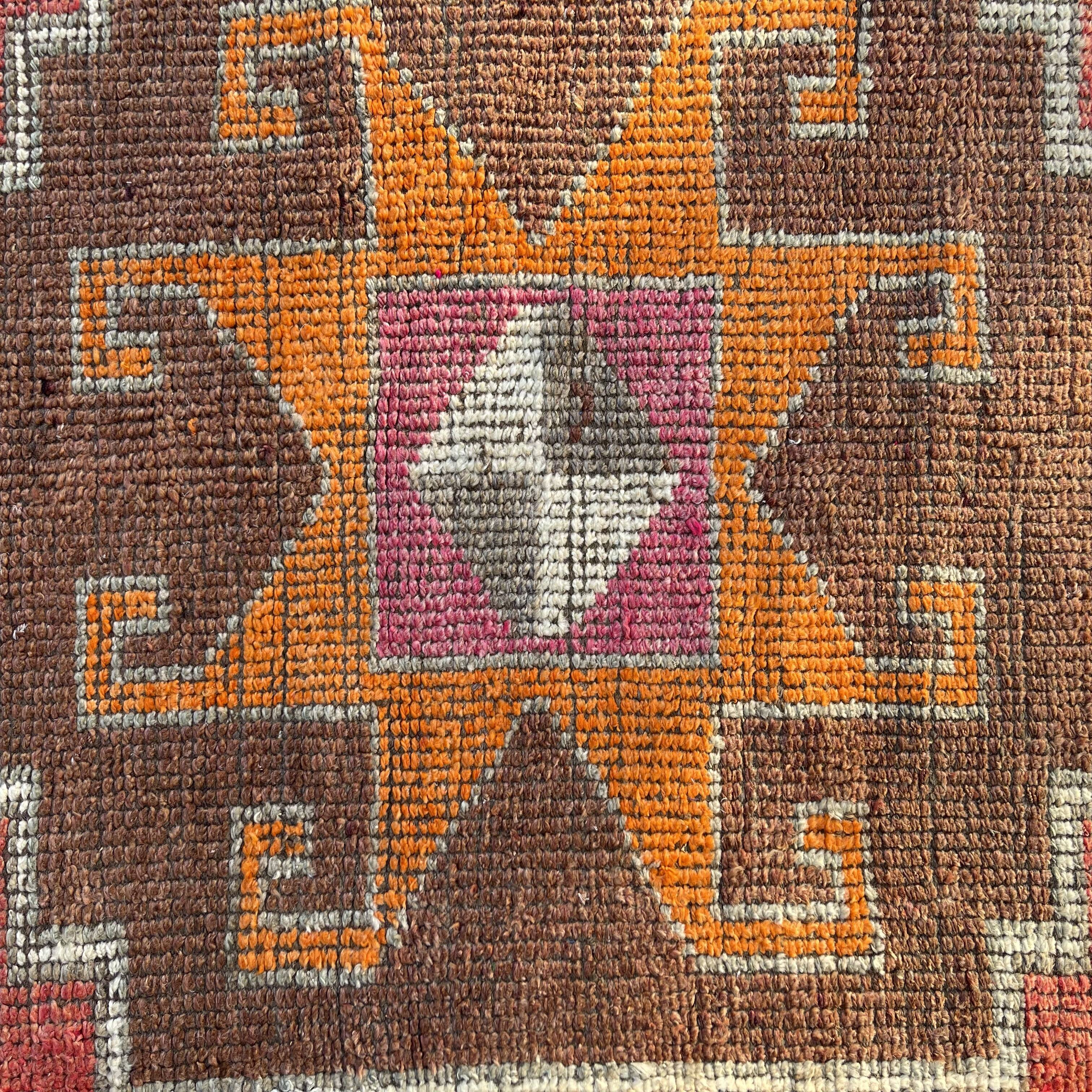 Tapis herki kurde vintage, 100 x 100 cm