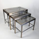 Guy Lefèvre for Maison Jansen, suite of 3 nesting tables, 1970s