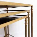 Set of 3 Mid-Century Modern Nesting Tables Maison Jansen Style - 1970s