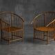 Rustic Wabi Sabi Bamboo Armchairs, France, 1970s