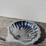 Silver metal shell butter dish