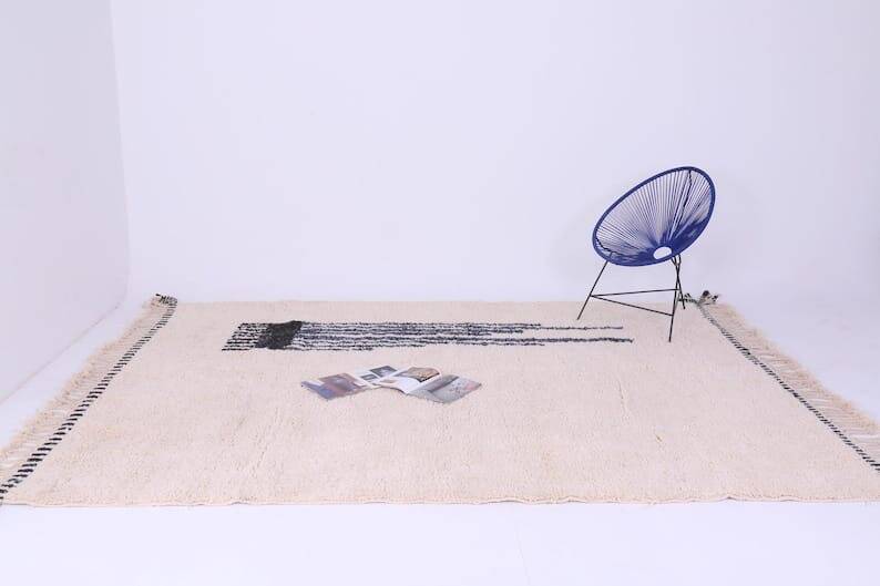 Tapis en laine pure artisanale traditionnelle taille 140 x 260 cm