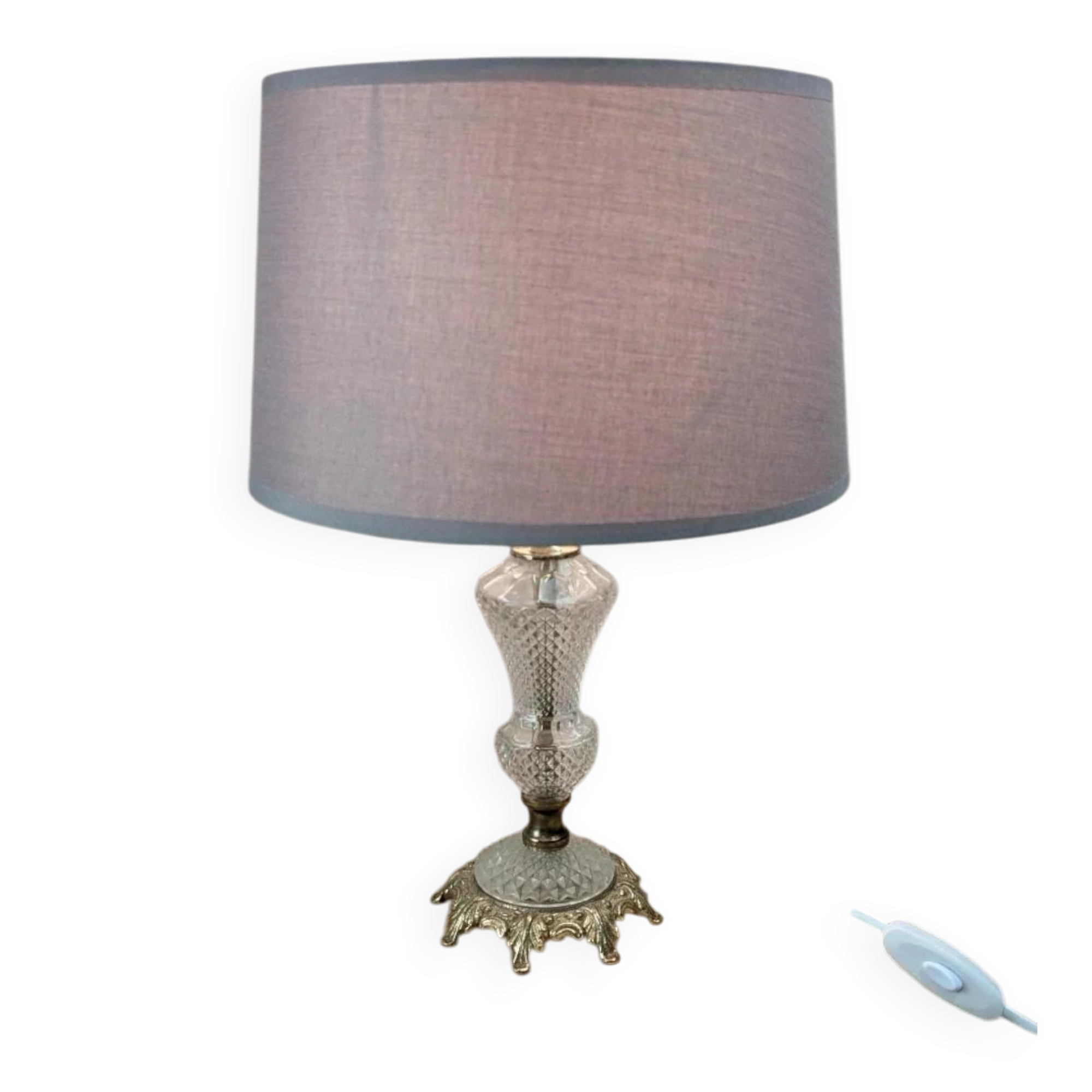 Vintage glass and brass lamp from the 50s-60s.
