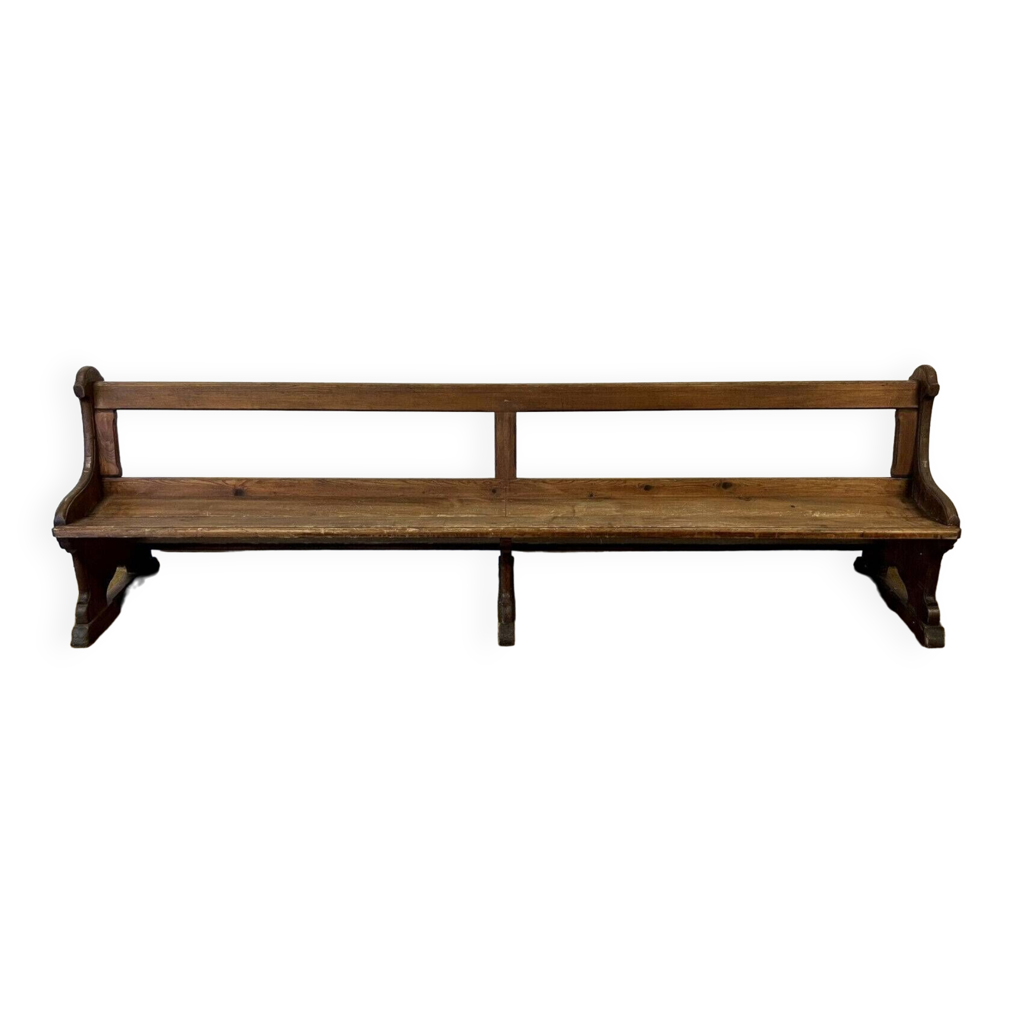 Monumental church bench with solid wood back, 19th century around 1800