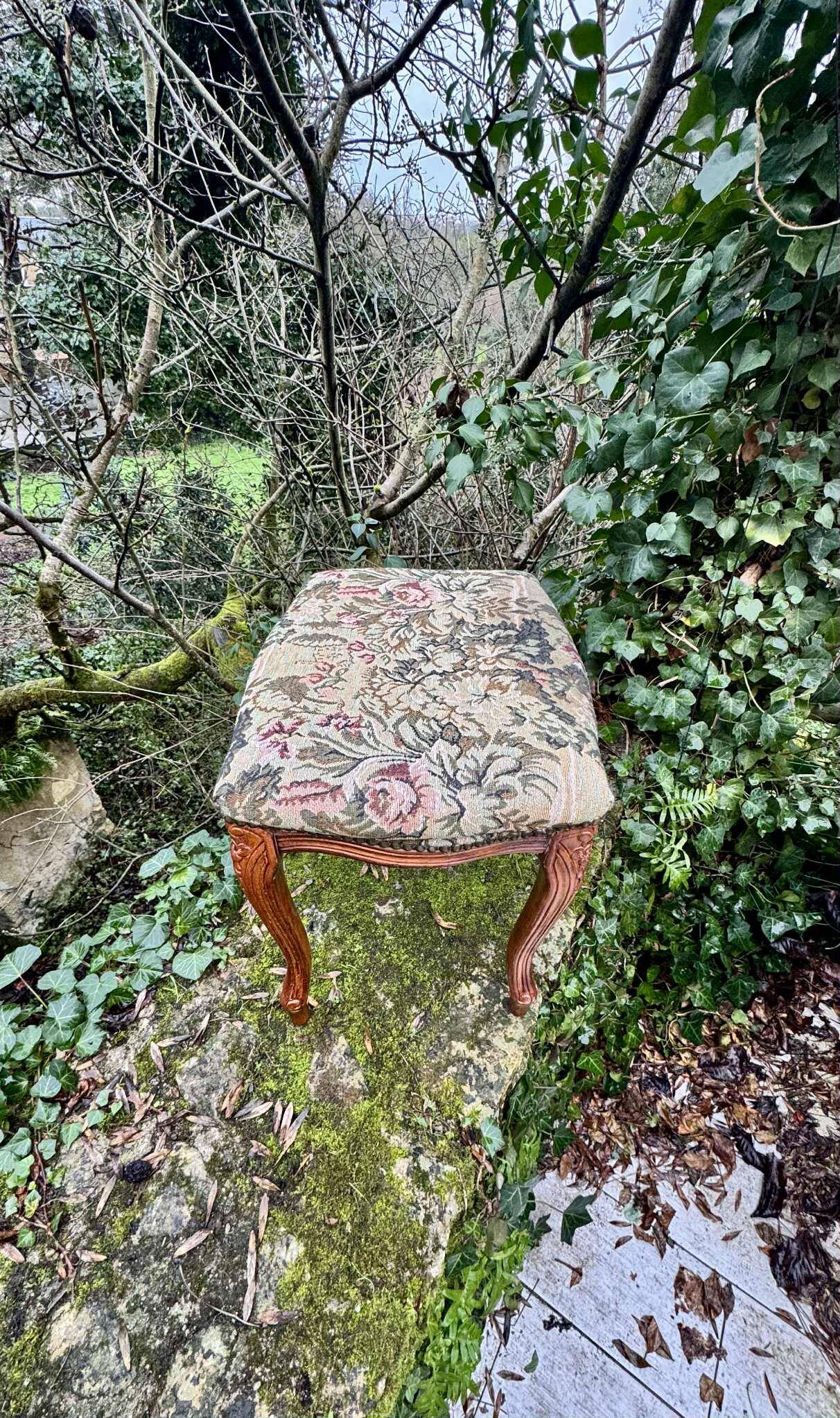 Large antique footrest in the Louis XV style.