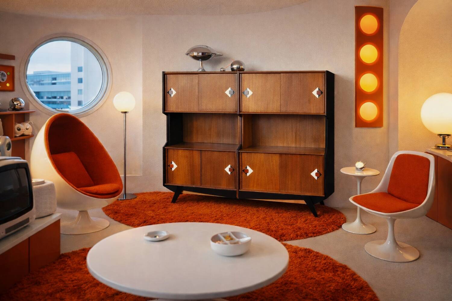 Vintage Mid-Century Danish Modern Teak Sideboard with Hand-Painted Pattern