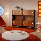 Vintage Mid-Century Danish Modern Teak Sideboard with Hand-Painted Pattern