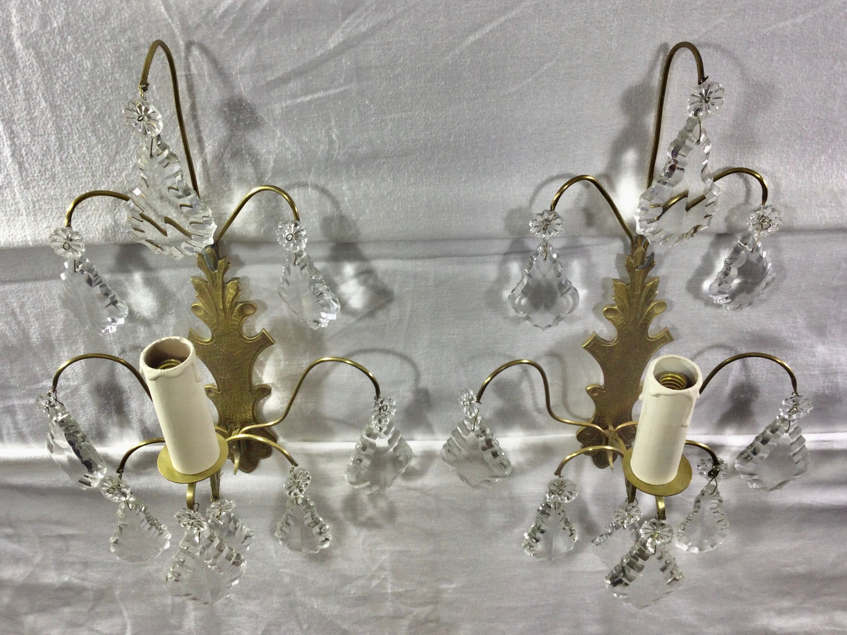 Pair of Wall Lamp Bronze And Crystal 1 Light