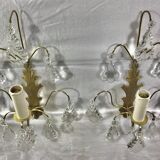 Pair of Wall Lamp Bronze And Crystal 1 Light