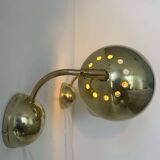 Pair of vintage adjustable wall lights, brass, Sweden 1970