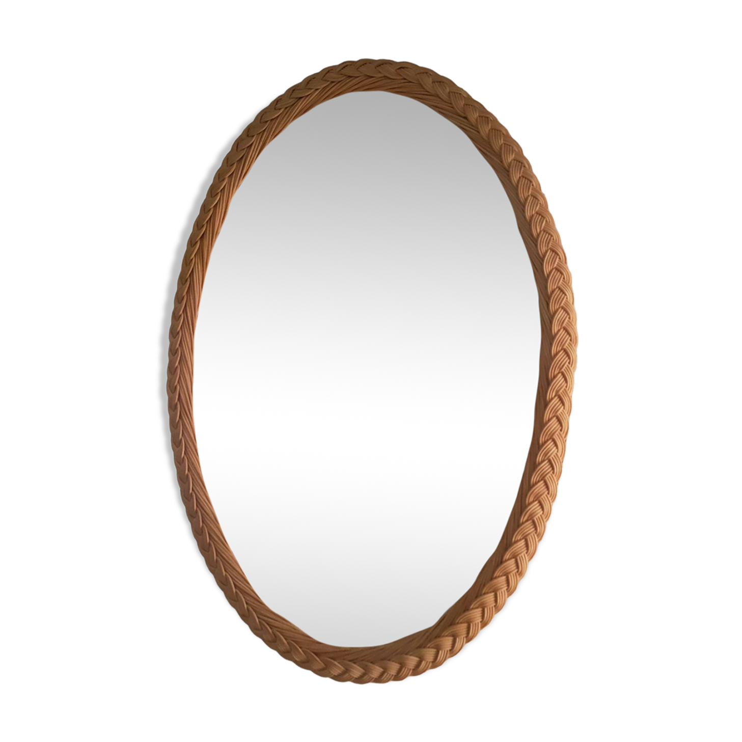 Vintage rattan braided mirror 65x44cm