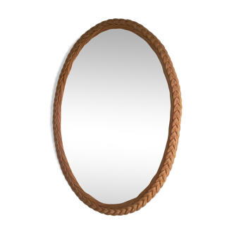 Vintage rattan braided mirror 65x44cm