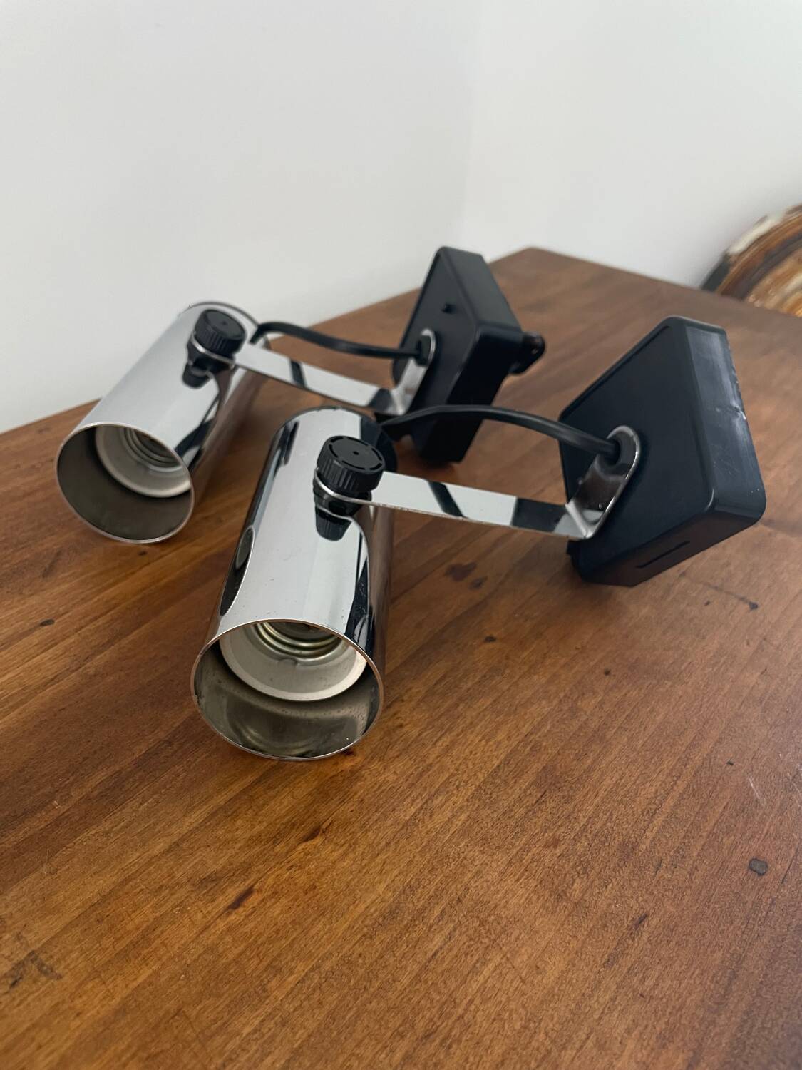 Pair of chrome wall lights/spotlights 80/90