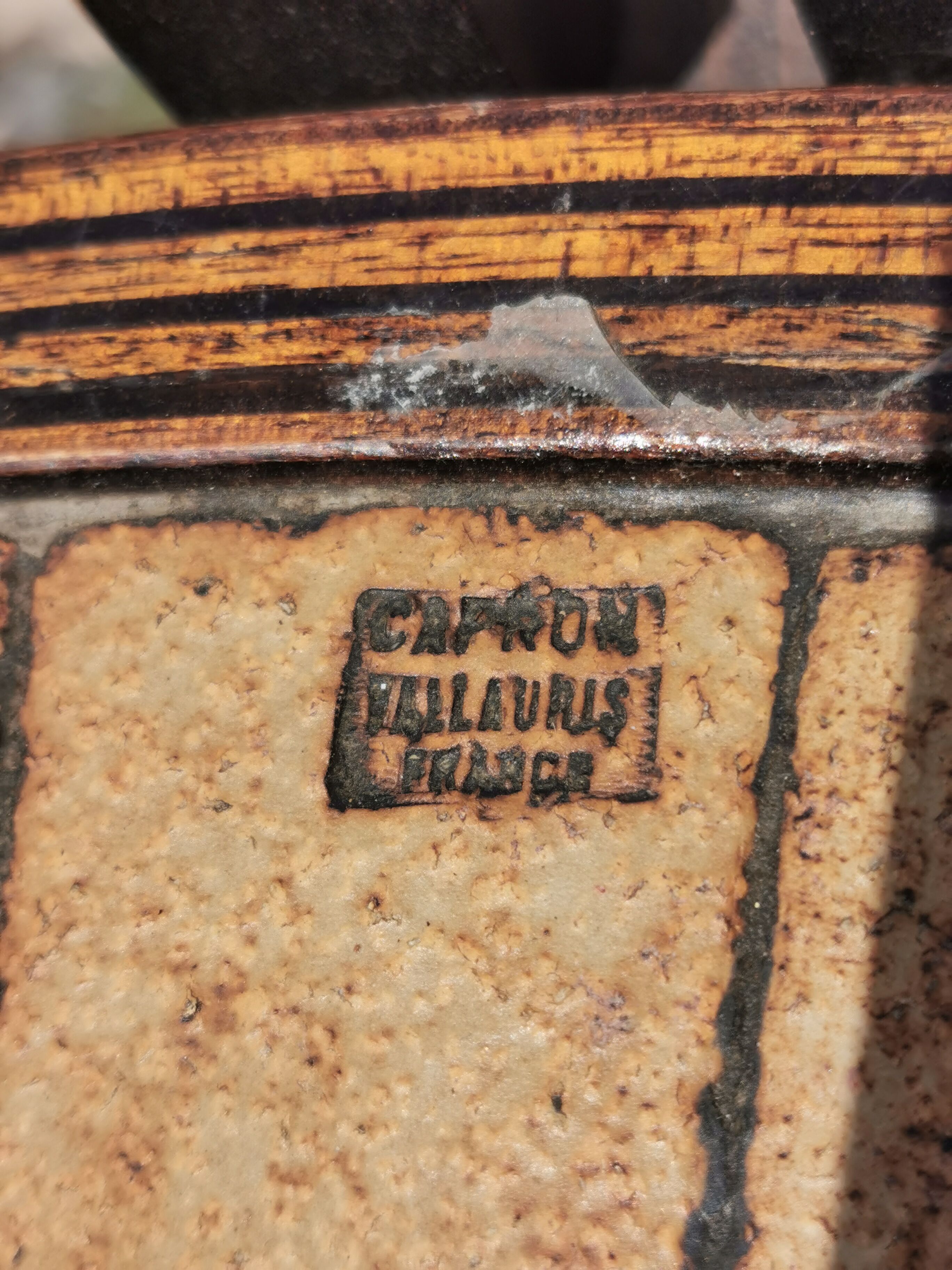 Coffee table in wood and ceramic signed Capron
