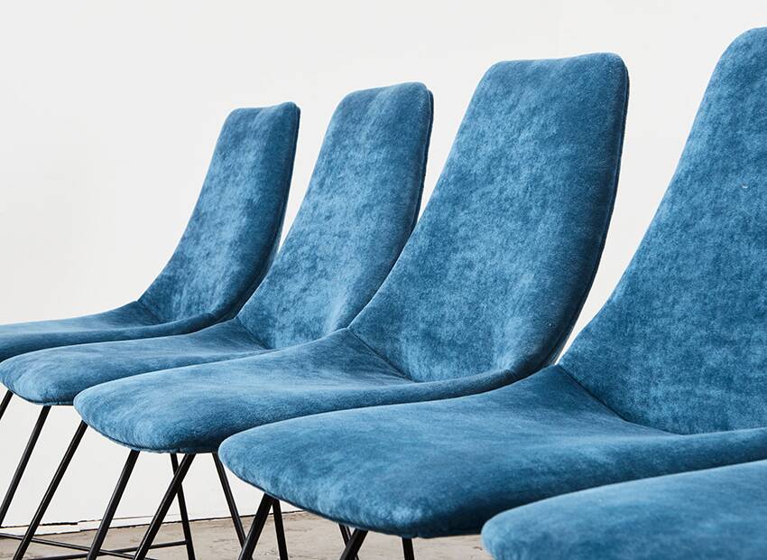 Augusto Bozzi Set of 6 Aster Dining Chairs for Saporiti Italy 1950s