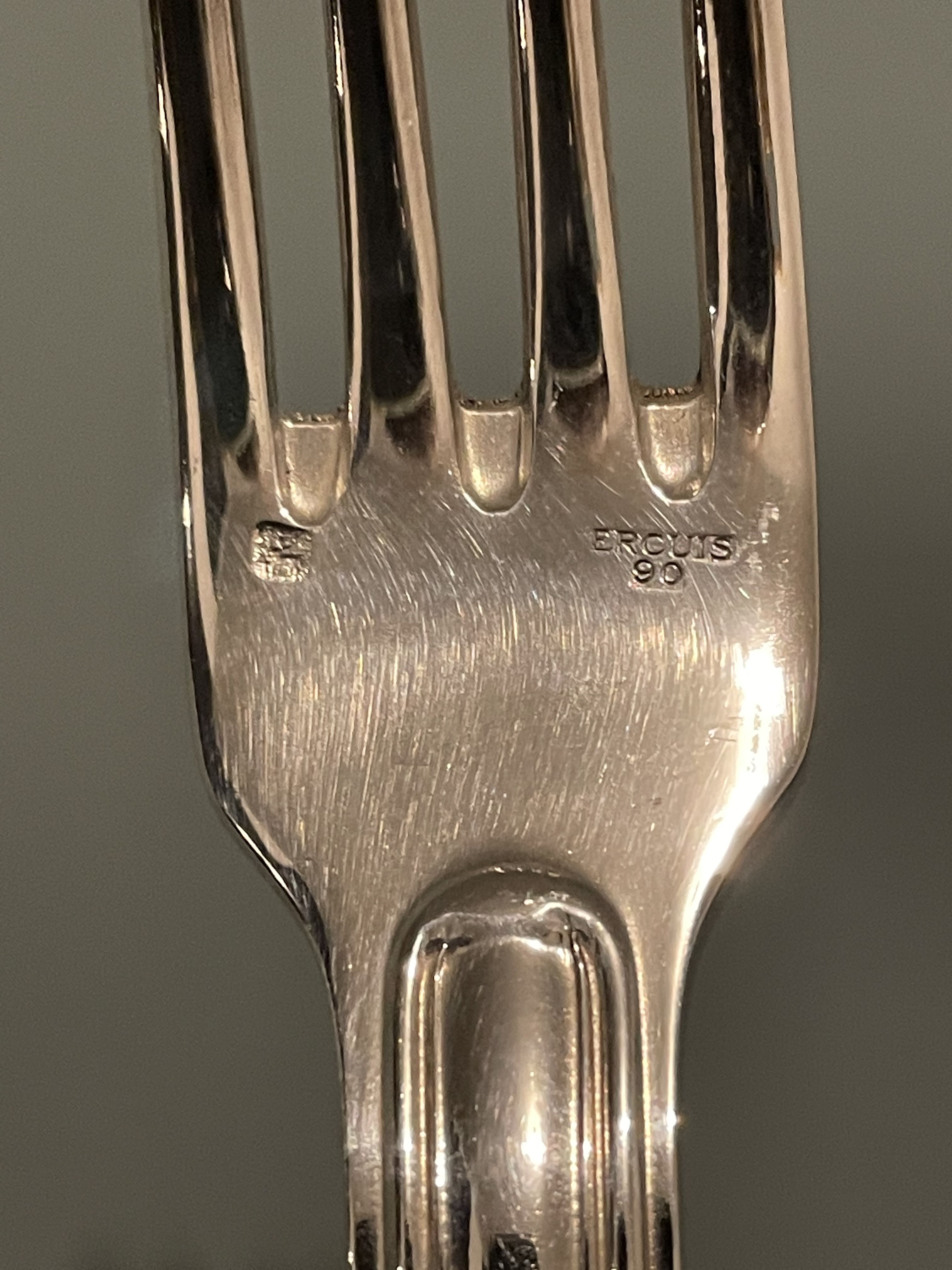 Ercuis housewife in silver metal 90gr of 24 pieces