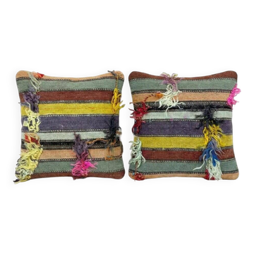Set of 2 vintage kilim cushion covers 48x48 cm