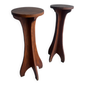 Paire de sellettes sur piédestal en bois Arts & Crafts, France, vers 1920