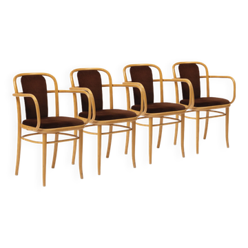 Set o 4 bentwood chairs in brown velvet by TON