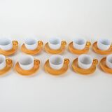 Set of porcelain cups, Italian design, 1970s, production: Italy