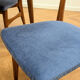 Set of 6 Scandinavian chairs in oak and blue fabric.