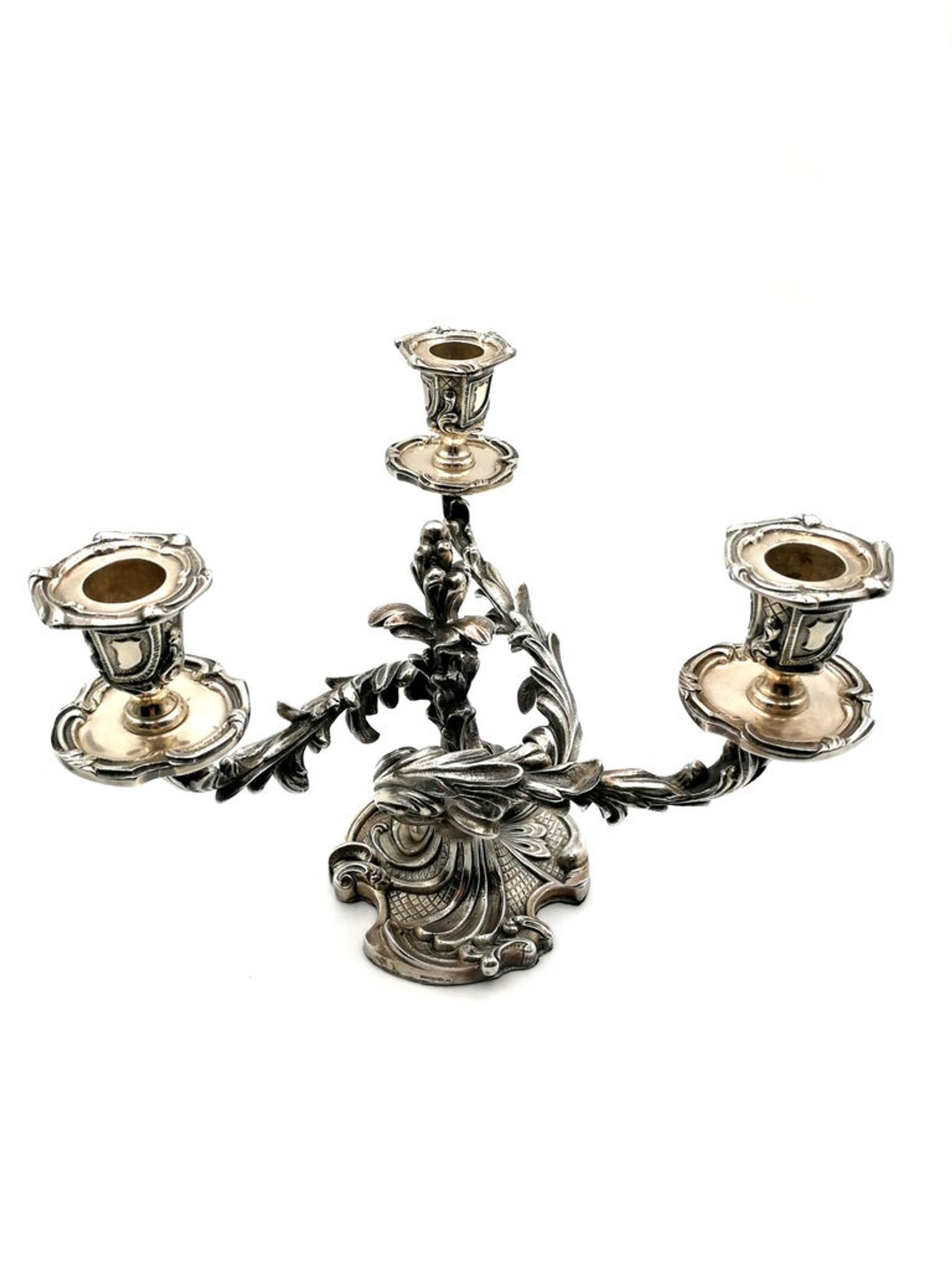 Paire de chandelier rococo, métal argenté