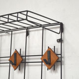 Metal and wood wall coat holders, 1960