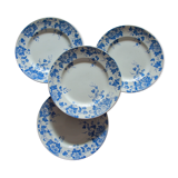 Set of 4 blue flower plates