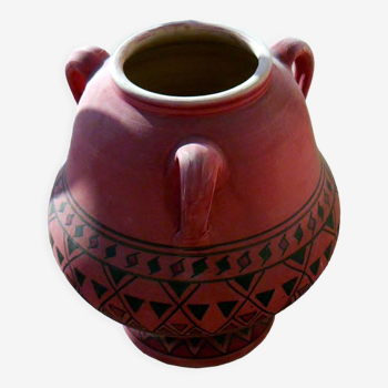 Twentieth century hand-painted terracotta potiche