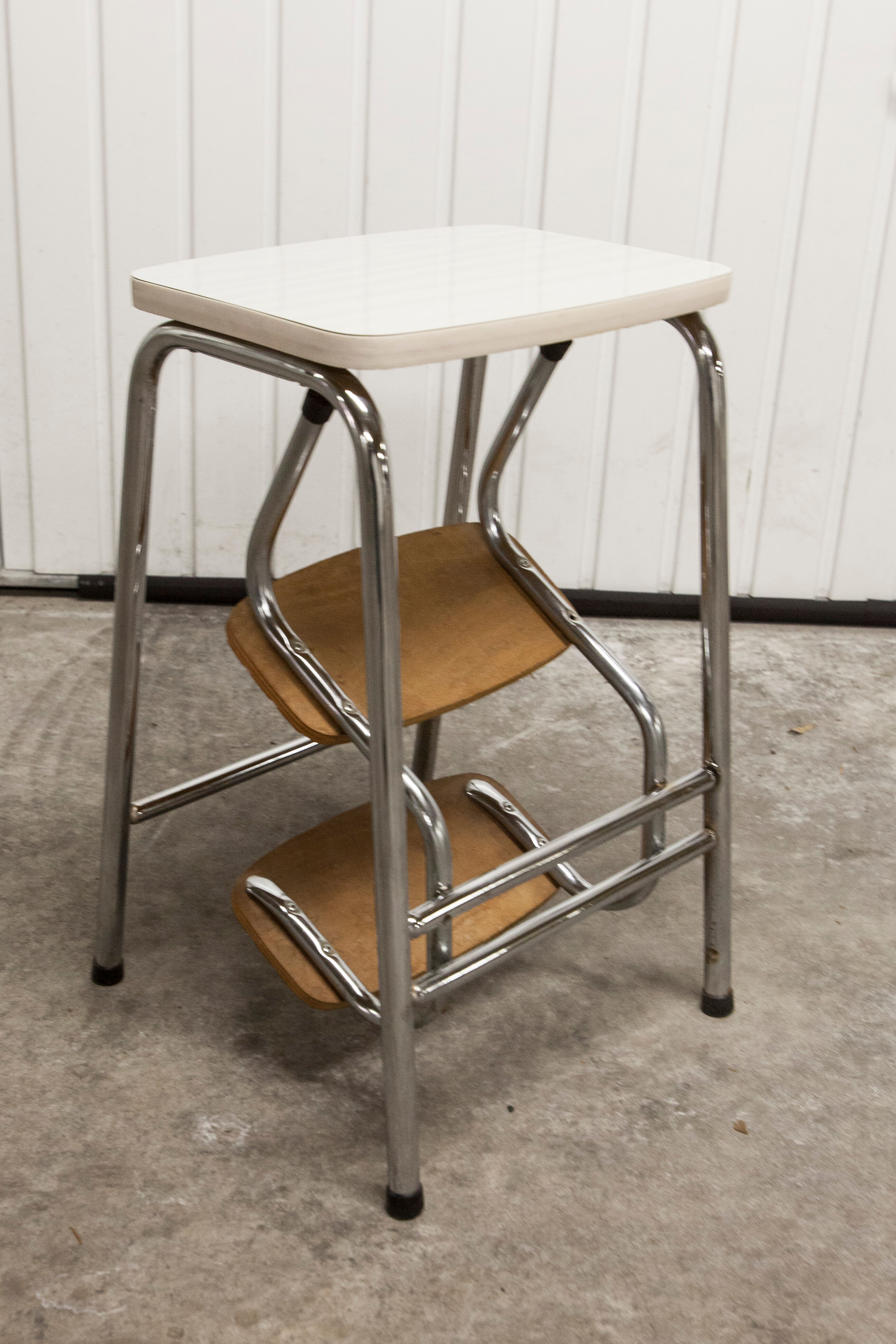 Stepladder stool 3 steps formica 1970