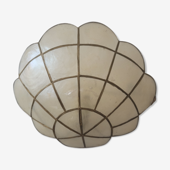 Mother-of-pearl and brass wall lamp