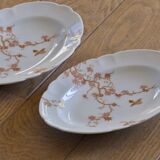 Pair of antique Limoges Haviland porcelain relish dishes with bird decoration
